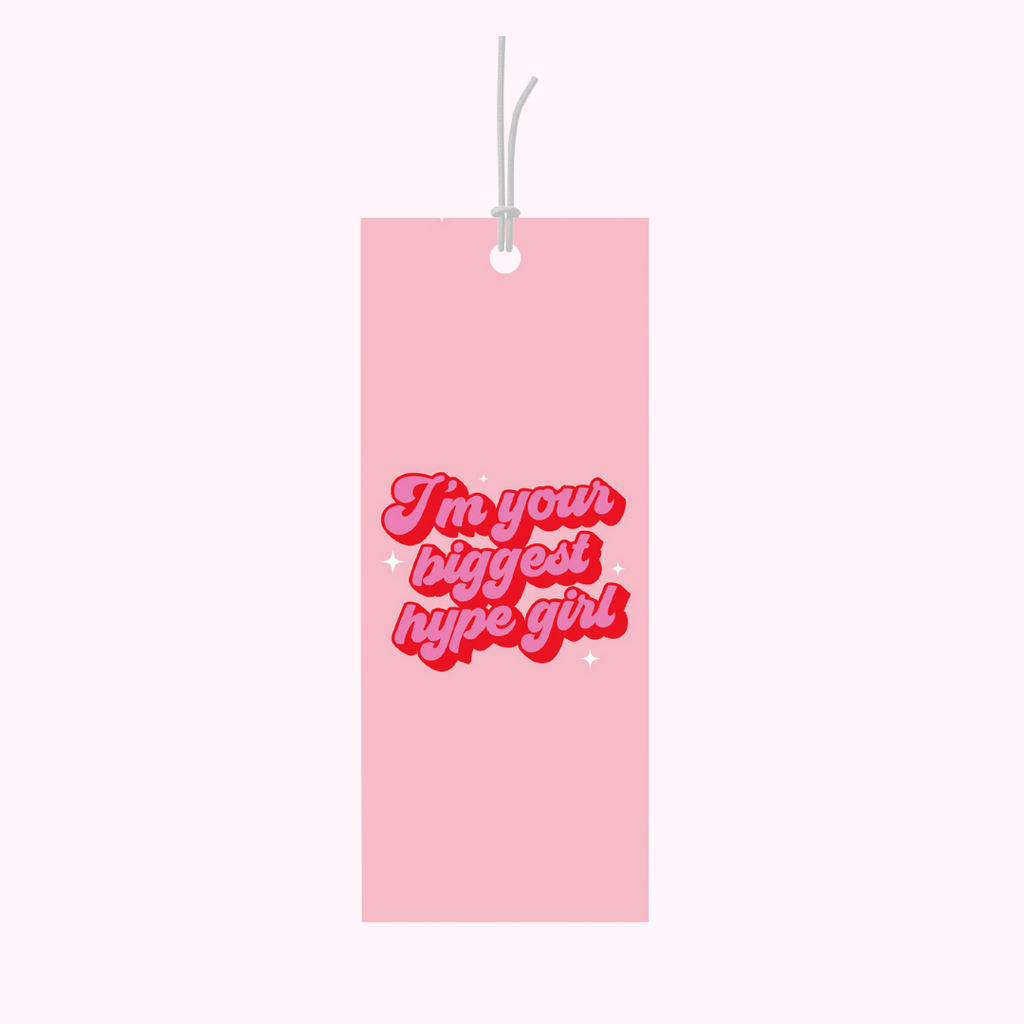 Bad on Paper pink gift tag that reads "I'm your biggest hype girl". Gift tag specification are 5cm x 10cm, printed on premium 400gsm. This gift tag is perfect for birthdays, appreciation and here for you moments. Last minute gift idea on the go. This gift tag is perfect for bottles of wine and alcohol and wrapped gifts and presents. Made in Australia